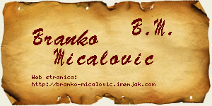 Branko Mićalović vizit kartica